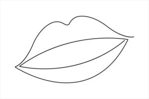 lips continuous one line art drawing of outline illustration design vector