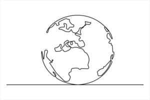 Continuous one line art drawing world map of the Earth outline vector