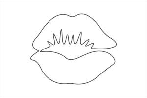 lips continuous one line art drawing of outline illustration concept vector