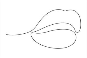 lips continuous single line art drawing of outline illustration design vector