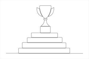 Continuous single line art drawing of champion winner trophy illustration design vector