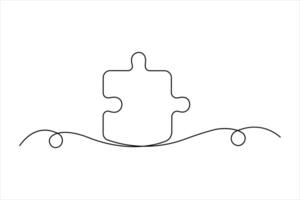 puzzle outline of continuous one line art concept vector