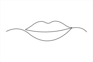 lips continuous single line art drawing of outline illustration concept vector