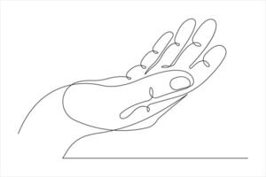 Continuous one line art drawing of human hand gestures design illustration vector