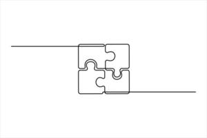 puzzle outline illustration of continuous single line art design vector