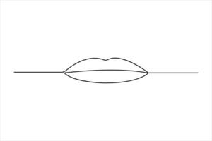 Woman lips continuous single line art drawing of outline illustration vector