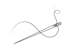 Sewing needle continuous one line art drawing of outline concept vector