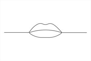 lips continuous single line art drawing of illustration vector
