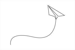 Continuous one line drawing of paper airplane flying design illustration vector
