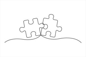 puzzle design of continuous single line art concept outline vector