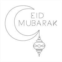 Islamic decoration Ramadan Kareem continuous single line art drawing and Eid Mubarak outline vector