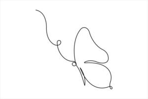 Continuous single line art drawing of butterfly design outline vector