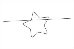 One continuous line art minimalist drawing of star illustration concept vector