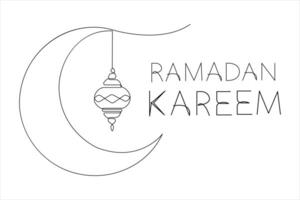 Islamic decoration Ramadan Kareem continuous one line art drawing and Eid Mubarak illustration vector
