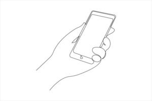 Continuous single line art drawing of Mobile phone modern technology design concept vector