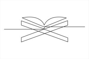 Continuous single line art drawing of open Quran Ramadan concept outline art vector