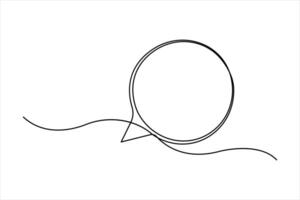 One continuous line art drawing of speech bubble set square shaped chat cloud and thought dialogue outline vector