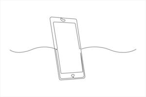 Continuous single line art drawing Mobile phone modern technology outline illustration vector