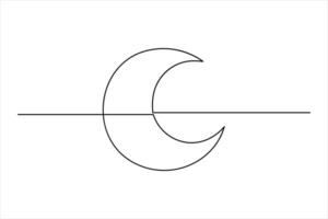 Moon continuous single line art drawing of Ramadan Kareem and Eid in design illustration vector