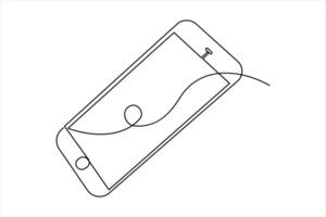 Continuous one line drawing of Mobile phone modern technology design illustration vector