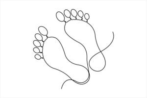 Continuous one line art drawing of human footprint design outline illustration vector