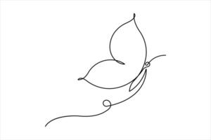 Continuous one line art drawing of butterfly design outline concept vector