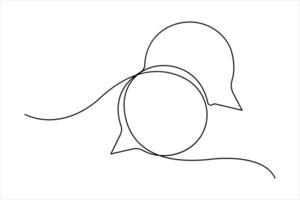 Continuous one line art drawing of speech bubble set square shaped chat cloud and thought dialogue outline vector