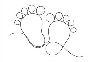 Continuous single line art drawing of human footprint design outline illustration vector