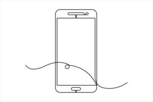 Continuous single line art drawing of Mobile phone modern technology design outline illustration vector