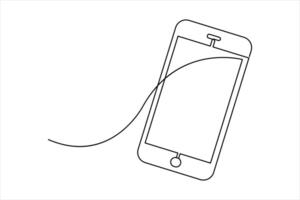 Continuous one line art drawing of Mobile phone modern technology design outline illustration vector