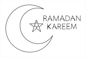 Islamic decoration Ramadan Kareem continuous one line art drawing and Eid Mubarak illustration design vector