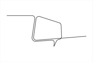 Continuous single line art drawing of speech bubble square shaped chat cloud and thought dialogue illustration vector