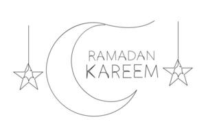 Islamic decoration concept Ramadan Kareem continuous single line art drawing and Eid Mubarak style vector