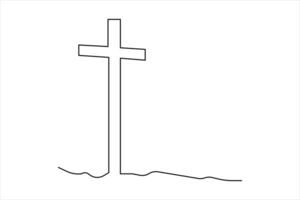 Good Friday continuous one line art drawing of outline art design vector