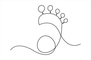 Continuous one line art drawing of human footprint design outline concept vector