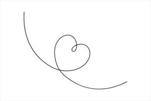 Continuous one line art drawing of love hand drawn illustration heart valentine's day design vector