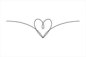 Continuous single line art drawing of love hand drawn outline design heart valentine's day vector