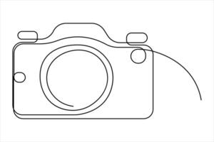 Camera one continuous line art drawing of design vector