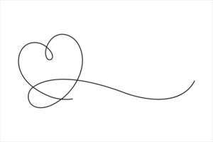 Continuous one line drawing of love hand drawn outline design heart valentine's day vector