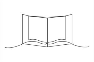 Continuous single line art drawing of open Quran Ramadan concept outline art illustration vector