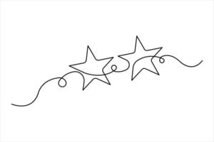 Single continuous line art minimalist drawing of star illustration concept vector