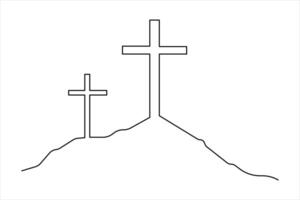 Good Friday continuous single line art drawing of outline art design illustration vector