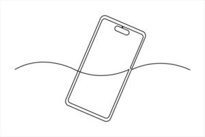 Continuous single line art drawing of Mobile phone modern technology outline concept vector