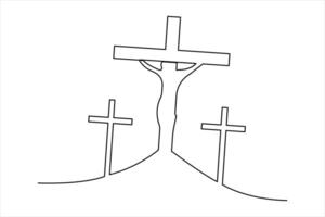 Good Friday continuous one line art drawing of outline design vector