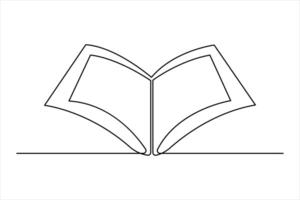 Continuous one line art drawing of open Quran Ramadan concept outline design vector