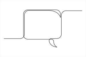 Single continuous line art drawing of speech bubble set square shaped chat cloud and thought dialogue vector