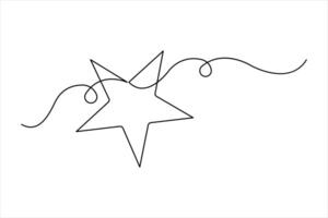 Star continuous single line art drawing of design vector