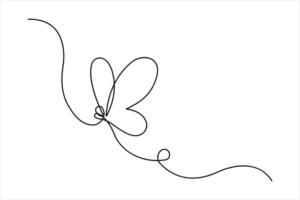 Continuous one line art drawing of butterfly vector