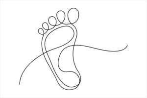 Continuous single line drawing of human footprint design outline concept vector