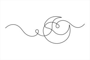 Moon continuous single line art drawing of Ramadan Kareem and Eid in design vector
